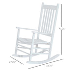 Outdoor and Garden-Wooden Outdoor Rocking Chair, High Back All Weather Porch Rocking Chair, Slatted for Indoor, Backyard & Patio, White - Outdoor Style Company