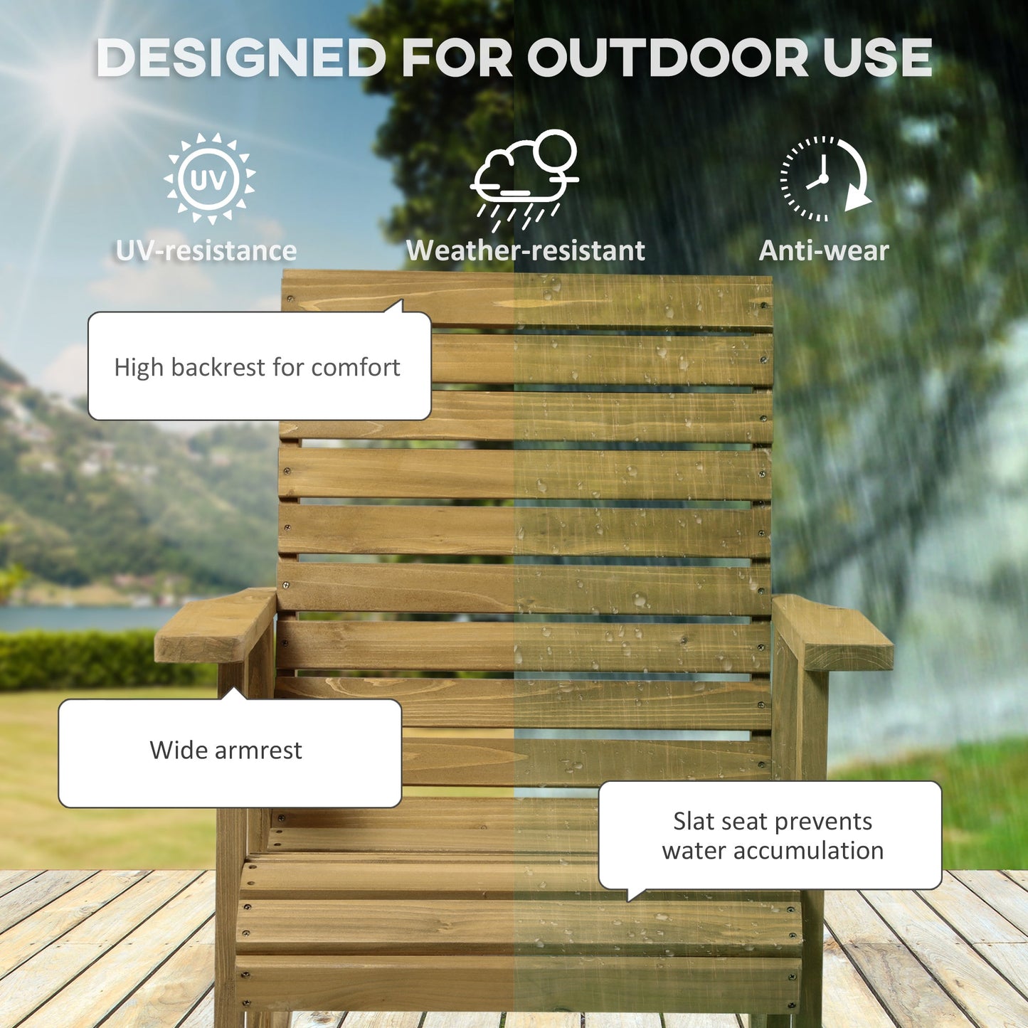 Outdoor and Garden-Wooden Outdoor Rocking Chairs, Traditional Slatted Wood Rocker Chair with Armrests for Both Outdoor and Indoor - Outdoor Style Company