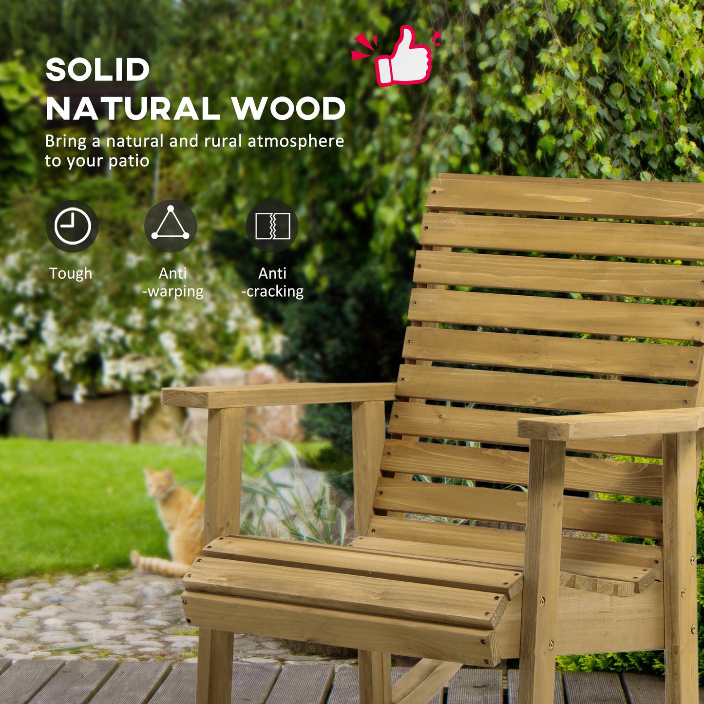 Outdoor and Garden-Wooden Outdoor Rocking Chairs, Traditional Slatted Wood Rocker Chair with Armrests for Both Outdoor and Indoor - Outdoor Style Company