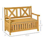 Outdoor and Garden-Wooden Outdoor Storage Bench 2-Person Backyard Patio Bench with Louvered Side Panels & Wood Build, Waterproof Frame, Yellow - Outdoor Style Company