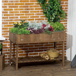 Outdoor and Garden-Wooden Raised Garden Bed, Elevated Planter Box Stand with 8 Slots and Open Shelf, Dark Brown - Outdoor Style Company