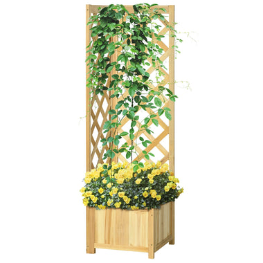 Outdoor and Garden-Wooden Raised Garden Bed, Planter with Trellis for Vine Climbing and Vegetables, Herbs, and Flowers Growing - Outdoor Style Company