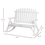 Outdoor and Garden-Wooden Rocking Chair, 2 Person Porch Rocker Bench, Indoor Outdoor Porch Rocker with Slatted Design, High Back for Backyard, Garden, White - Outdoor Style Company