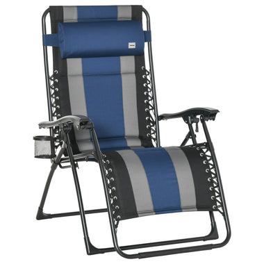 Outdoor and Garden-Zero Gravity Lounger Chair, Folding Reclining Patio Chair, with Cup Holder and Headrest, for Events and Camping, Blue - Outdoor Style Company