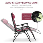 Outdoor and Garden-Zero Gravity Lounger Chair, Folding Reclining Patio Chair, with Cup Holder and Headrest, for Events and Camping, Red - Outdoor Style Company