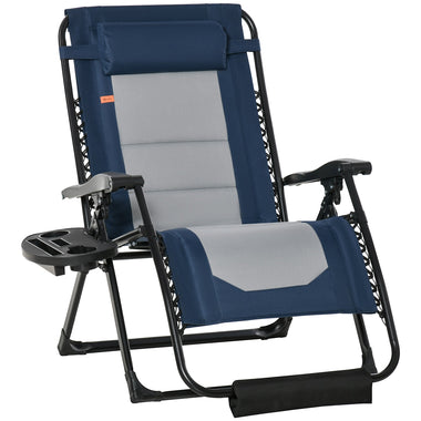 Outdoor and Garden-Zero Gravity Lounger Chair, Folding Reclining Patio Chair with Cup Holder, Headrest, Footrest, for Poolside, Camping, Blue - Outdoor Style Company