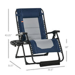 Outdoor and Garden-Zero Gravity Lounger Chair, Folding Reclining Patio Chair with Cup Holder, Headrest, Footrest, for Poolside, Camping, Blue - Outdoor Style Company