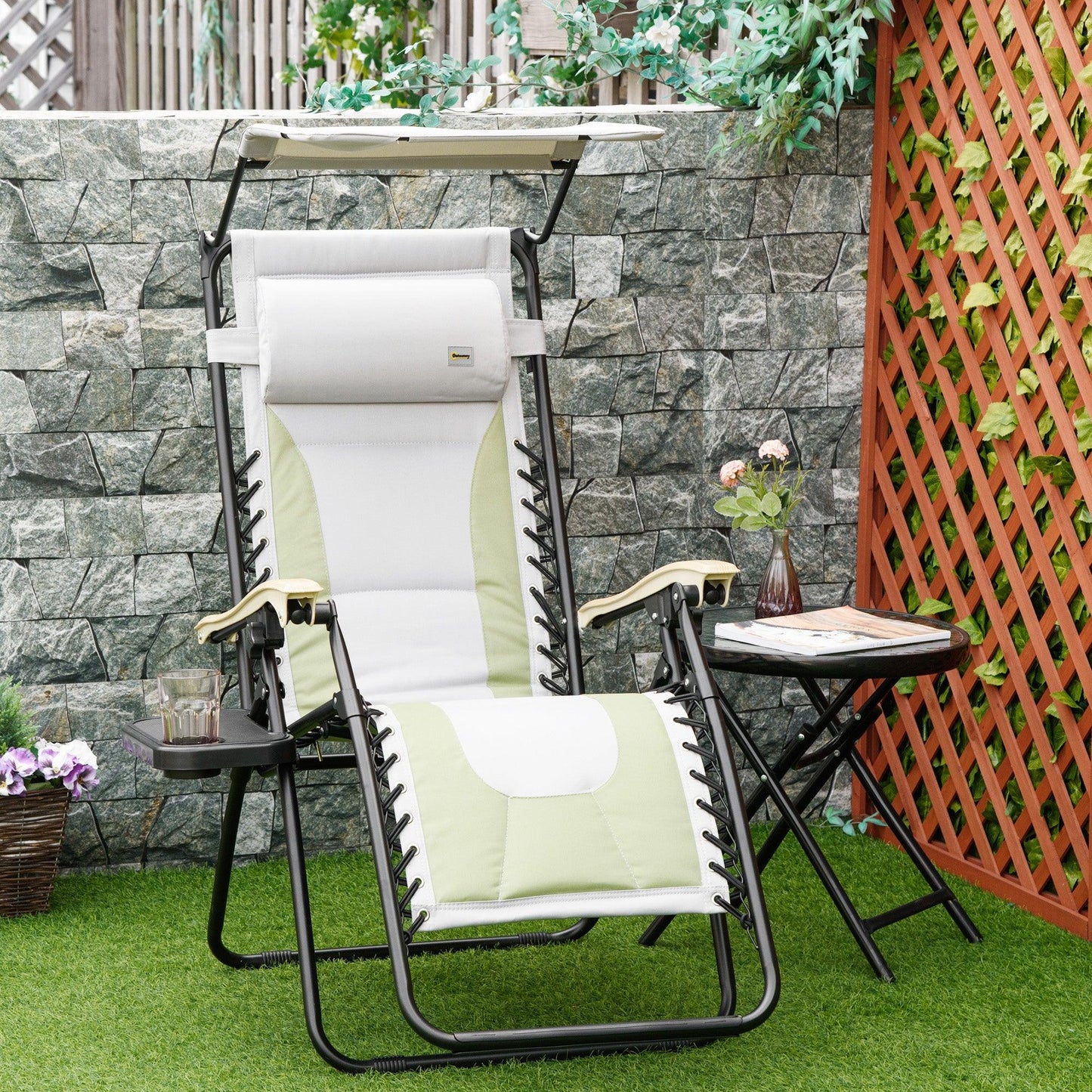 Outdoor and Garden-Zero Gravity Lounger Chair, Folding Reclining Patio Chair, with Cup Holder, Shade Cover, and Headrest for Poolside, Events, and Camping - Outdoor Style Company