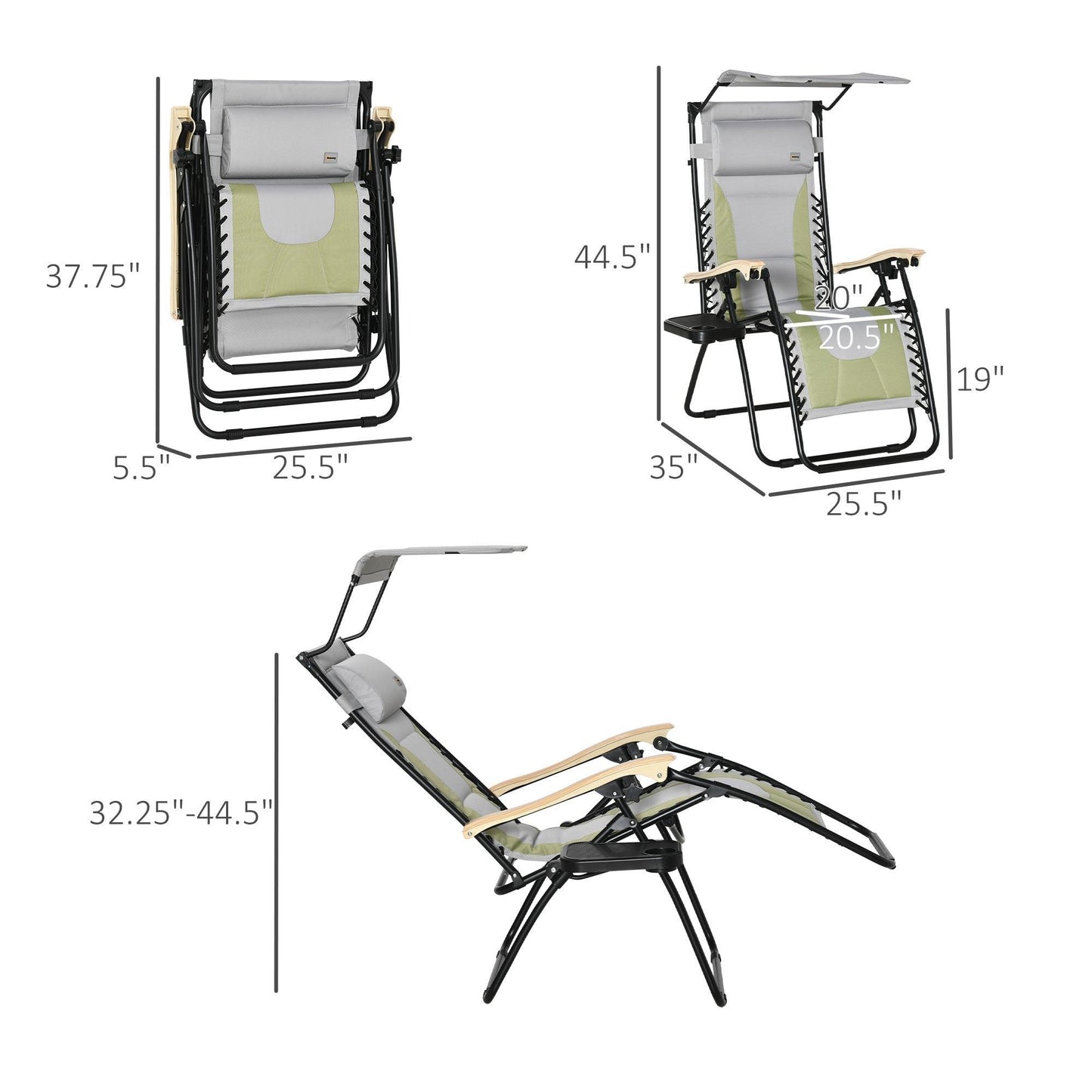 Outdoor and Garden-Zero Gravity Lounger Chair, Folding Reclining Patio Chair, with Cup Holder, Shade Cover, and Headrest for Poolside, Events, and Camping - Outdoor Style Company