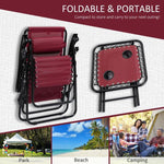 Outdoor and Garden-Zero Gravity Lounger Chair Set of 3, Folding Reclining Patio Chair with Side Table, Cup Holder and Headrest for Poolside, Camping, Wine Red - Outdoor Style Company