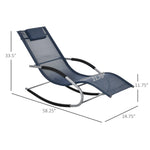 Outdoor and Garden-Zero Gravity Rocking Chair Outdoor Chaise Lounge Chair Recliner with Detachable Pillow & Durable Weather-Fighting Fabric for Pool, Navy Blue - Outdoor Style Company