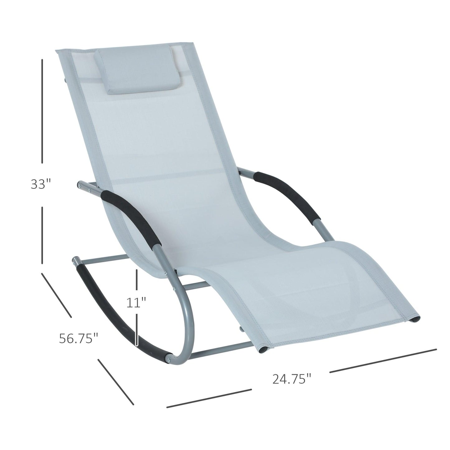 Outdoor and Garden-Zero Gravity Rocking Chair Outdoor Chaise Lounge Chair Recliner with Detachable Pillow & Weather-Fighting Fabric for Patio, Deck, Pool, Grey - Outdoor Style Company