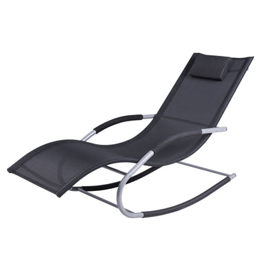 Outdoor and Garden-Zero Gravity Rocking Chair Outdoor Chaise Lounge Chair Rocker with Detachable Pillow & Durable Weather-Fighting Fabric for Deck, Black - Outdoor Style Company