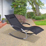 Outdoor and Garden-Zero Gravity Rocking Chair Outdoor Chaise Lounge Chair Rocker with Detachable Pillow & Durable Weather-Fighting Fabric for Deck, Black - Outdoor Style Company